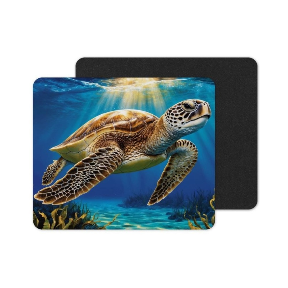 Sea Turtle‎ In Ocean Mouse Pad: Vibrant Neoprene Computer Accessory